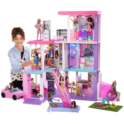 Barbie 60 Aniversario Dreamhouse Casas de muñecas Barbie 3 pisos con 10 habitaciones, muebles y más de 70 accesorios