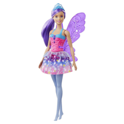 Barbie Dreamtopia Muñeca Hada, Pelo Morado, con Alas Alas y Corona (Mattel Gjk00) , color-modelo surtido