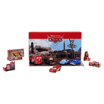 Cars Disney Pixar Cars Pack de 5 Vehículos de Colección , 5 Coches, Desplegable, Póster y Piezas Perforadas , Regalo para Coleccionistas