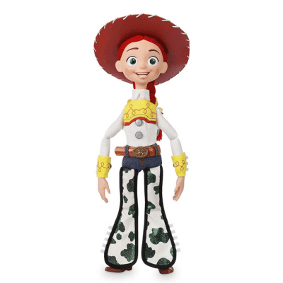 Disney Store - Jessie, Figura de acción de Toy Story con Voz e interactiva, 35 cm, más de 10 Sonidos y Frases en inglés, interactúa con Otras Figuras