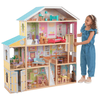 IMAGEN DESTACADA - kidkraft 65252 casa de muñecas de madera majestic mansion para muñecas de 30 cm con 34 accesorios incluidos y 4 niveles de