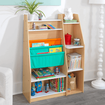 KidKraft-Almacenamiento de bolsillo Estantería para niños, muebles infantiles, color natural, (20309)