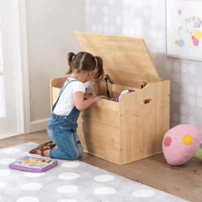 KidKraft Austin Baúl con Tapa para almacenaje de Juguetes, Muebles para Salas de Juego y Dormitorio de niños, Marrón (Madera)