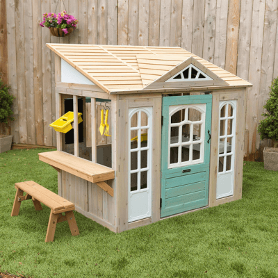 KidKraft- Casa de Juguete de Exteriores Jardines y Patios Meadowlane Market Play Kitchen, Color marrón, For Children (200)