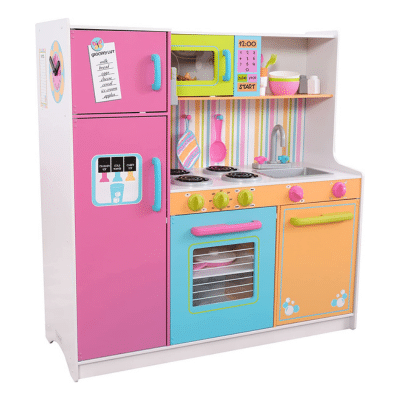 KidKraft- Cocina de juguete de madera Deluxe Big and Bright, para niños, con accesorios para juegos de dramatización incluidos, Color Multicolor (53100 )