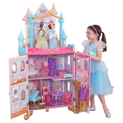 KidKraft- Disney Princess Dance & Dream Castle Casa Madera con Muebles y Accesorios incluidos, 3 Pisos, para muñecas de 30 cm, Dolls (10276)