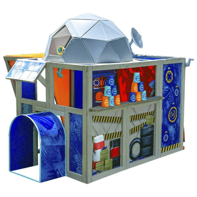 KidKraft-Nerf Geo Strike Headquarters Casetta Madera con dianas, satélite, periscopio y Almacenamiento, casa de Juegos al Aire Libre, para niños (P280121E)