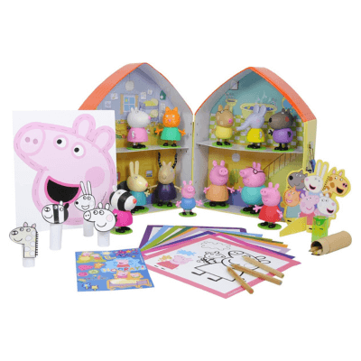 Luppa, Casa de Peppa Pig con 12 Figuras más Set de Actividades y Manualidades para niños-Hojas para Colorear, lapices de Colores, Pegatinas Infantile