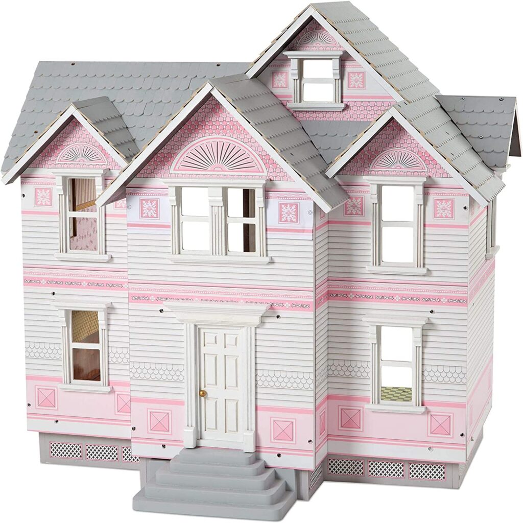 Melissa & Doug Classic Heirloom - Casa de muñecas victoriana de madera [blanco]