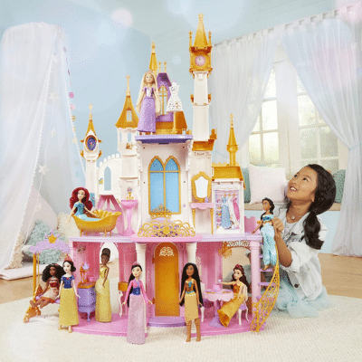 PROMOCIONAL 2 Disney Princess - Gran Castillo de Fiesta - Casa de muñecas con Muebles y Accesorios + Princess Muñeca de Rapunzel Royal S