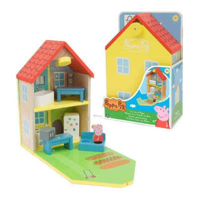 eppa Pig Casa clásica 2 Personajes, Figura de Peppa de Madera incluida, Muchos Accesorios, asa práctica para el Transporte, Talla única