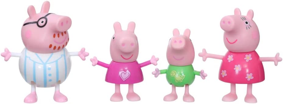 Peppa Pig - Peppa's Adventures - Peppa y su Familia, Hora de Dormir - Set de 4 Figuras en Pijamas - Edad - 3+. La cerdita Peppa Pig