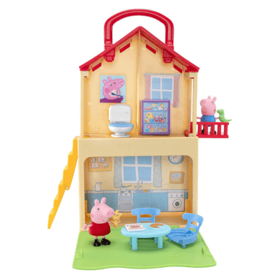 Peppa Pig - Playset Casa Pop Up con 3 estancias Diferentes y 2 Personajes incluidos, portátil para Jugar Incluso Fuera de casa, para niños