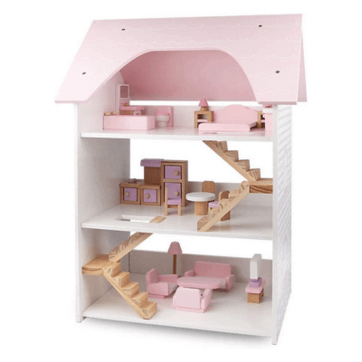 YLiansong Casas de muñecas Chica de la Parte Alta de Casa de muñecas con Muebles Toy Dollhouse para niños Color Rosado, tamaño 66x29.5x41cm